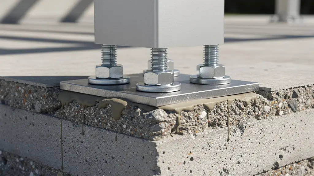 Sistema di ancoraggio professionale di una pergola con barre filettate nella soletta strutturale