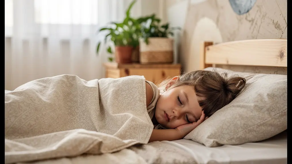 Bambino che dorme serenamente in camera appena dipinta con pitture ecologiche