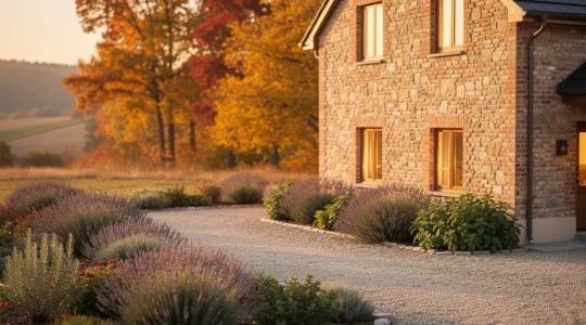Casa di campagna protetta dai roditori durante l'autunno con barriere naturali e fogliame