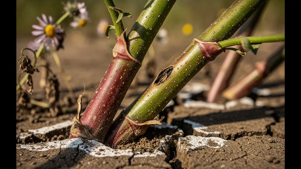Terreno invaso da poligono del Giappone che soffoca la vegetazione autoctona