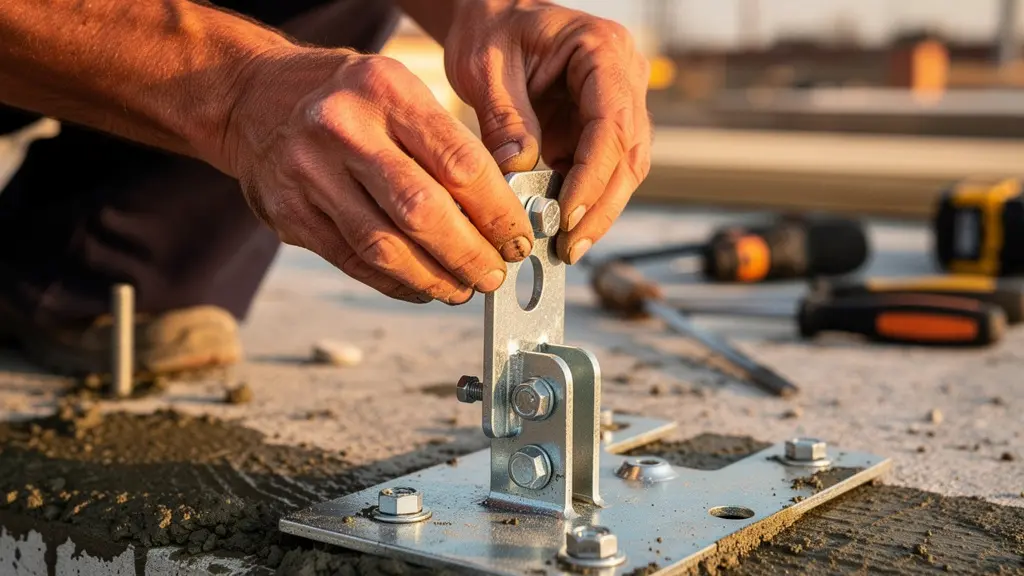 Sezione tecnica di plinto in cemento per colonna barriera con dettagli costruttivi