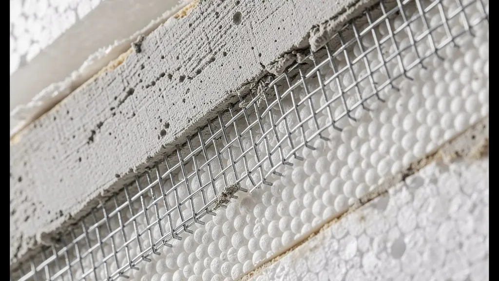 Sezione tecnica di un muro con cappotto termico che mostra l'installazione corretta della rete anti-roditore