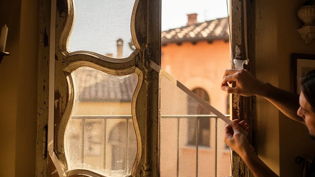 Installazione di una zanzariera magnetica su una finestra d'epoca con telaio irregolare senza forare