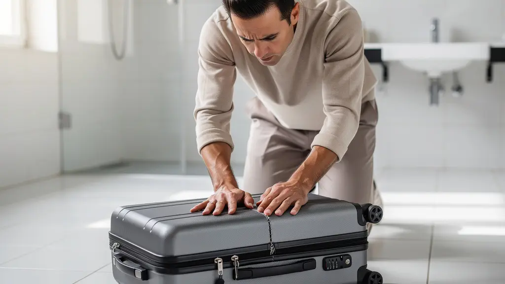 Ispezione accurata di una valigia per prevenire l'infestazione da cimici dei letti dopo un viaggio