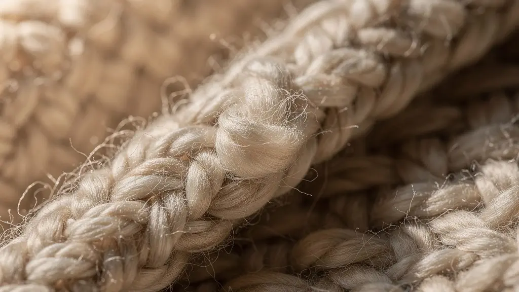 Dettaglio ravvicinato di plaid in lana vergine con texture naturale