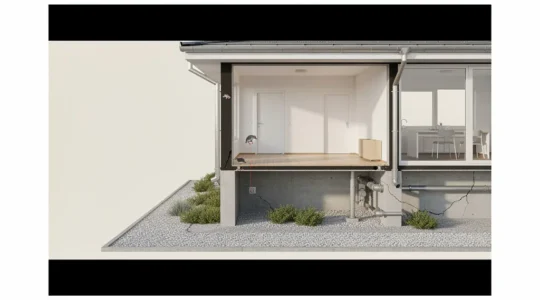 Casa con possibili punti di ingresso nascosti per i topi evidenziati in sezione trasversale