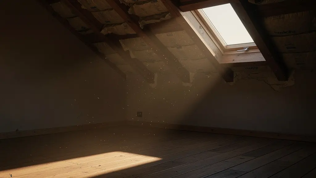 Interno di una soffitta con trappole posizionate strategicamente lungo i muri